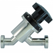 Клапан вакуумный прямоточный ручной с фланцами CF63 (CF4,5"), витоновое уплотнение корпуса, нержавеющая сталь 304L 010412638