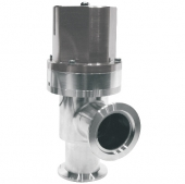 Клапан вакуумный угловой пневматический с фланцами CF50 (CF3,38") одностороннего действия (открытие - сжатым воздухом, закрытие - пружиной), без датчика положения и пневмораспределителя, медное уплотнение корпуса, нержавеющая сталь 304L 0104223508
