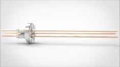 FA11669 Ввод вакуумный электрический 3х штырьковый на фланце CF1.33, 5 кВ, 55 А, диаметр штырька 0,094'', материал штырьков медь, материал корпуса нержавеющая сталь 0353011655500948 - фото 10550