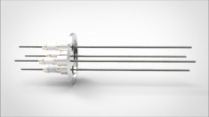 FA12247-02 Ввод вакуумный электрический 4х штырьковый на фланце KF40, 5 кВ, 28 А, диаметр штырька 0,094'', материал штырьков молибден, материал корпуса нержавеющая сталь 0354024052800948 - фото 10583