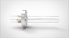 FA12445-04 Ввод вакуумный электрический 4х штырьковый на фланце CF2.75, 5 кВ, 6,5 А, диаметр штырька 0,154'', материал штырьков нержавеющая сталь, материал корпуса нержавеющая сталь 0354014056501548 - фото 10600