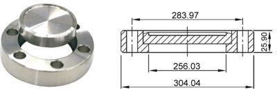 Фланец-заглушка CF250 (CF12") с вращающимся центром, с резьбой в отверстиях под болты, нержавеющая сталь 304L 012121342503248