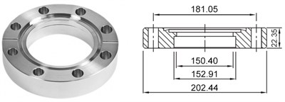 Фланец CF160 (CF8") с отверстием под трубу диаметром 6 дюймов, невращающийся с резьбой в отверстиях под болты, нержавеющая сталь 304L 012012133160468