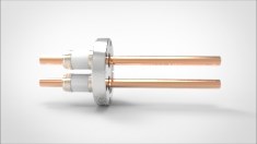 FA13205 Ввод вакуумный электрический 2х штырьковый на фланце CF2.75, 8 кВ, 330 А, диаметр штырька 0,375'', материал штырьков медь, материал корпуса нержавеющая сталь 03520140833003758 - фото 10867