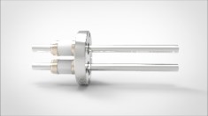 FA13205-04 Ввод вакуумный электрический 2х штырьковый на фланце CF2.75, 8 кВ, 21 А, диаметр штырька 0,375'', материал штырьков нержавеющая сталь, материал корпуса нержавеющая сталь 0352014082103758 - фото 10868