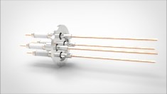 FA13219 Ввод вакуумный электрический 4х штырьковый на фланце KF40, 20 кВ, 26 А, диаметр штырька 0,094'', материал штырьков медь, материал корпуса нержавеющая сталь FA13219 - фото 10873