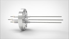 FA13385-02 Ввод вакуумный электрический 3х штырьковый на фланце CF2.75, 20 кВ, 26 А, диаметр штырька 0,094'', материал штырьков молибден, материал корпуса нержавеющая сталь FA13385-02 - фото 10886