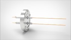 FA14055 Ввод вакуумный электрический 2х штырьковый на фланце CF2.75, 20 кВ, 26 А, диаметр штырька 0,094'', материал штырьков медь, материал корпуса нержавеющая сталь FA14055 - фото 10923