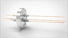 FA14146 Ввод вакуумный электрический 3х штырьковый на фланце CF2.75, 14 кВ, 55 А, диаметр штырька 0,094'', материал штырьков медь, материал корпуса нержавеющая сталь 03530140145500948 - фото 10925