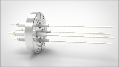 FA14101-03 Ввод вакуумный электрический 4х штырьковый на фланце CF2.75, 20 кВ, 16,5 А, диаметр штырька 0,094'', материал штырьков никель, материал корпуса нержавеющая сталь 035401402016500948