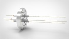 FA14146-03 Ввод вакуумный электрический 3х штырьковый на фланце CF2.75, 14 кВ, 16,5 А, диаметр штырька 0,094'', материал штырьков никель, материал корпуса нержавеющая сталь 035301401416500948 - фото 10928