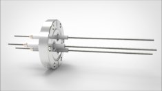 FA14146-02 Ввод вакуумный электрический 3х штырьковый на фланце CF2.75, 14 кВ, 28 А, диаметр штырька 0,094'', материал штырьков молибден, материал корпуса нержавеющая сталь 03530140142800948 - фото 10933