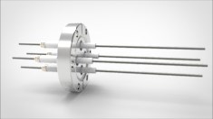 FA14310-02 Ввод вакуумный электрический 4х штырьковый на фланце CF2.75, 14 кВ, 28 А, диаметр штырька 0,094'', материал штырьков молибден, материал корпуса нержавеющая сталь FA14310-02 - фото 10957