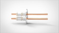 FA14944 Ввод вакуумный электрический 2х штырьковый на фланце KF50, 8 кВ, 330 А, диаметр штырька 0,375'', материал штырьков медь, материал корпуса нержавеющая сталь 03520250833003758 - фото 11013