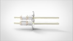 FA14944-03 Ввод вакуумный электрический 2х штырьковый на фланце KF50, 8 кВ, 98 А, диаметр штырька 0,375'', материал штырьков никель, материал корпуса нержавеющая сталь 0352025089803758 - фото 11014