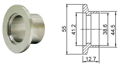 Фланец-втулка под вварку KF40 (NW40) длиной 12,7 мм, нержавеющая сталь 304L 020201411408 - фото 8348