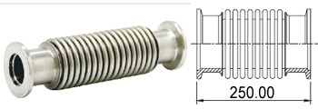 Сильфон вакуумный гибкий с фланцем KF40 (NW40) длиной 250 мм, нержавеющая сталь, электрополированный 02062402508