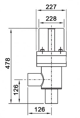 Клапан вакуумный угловой пневматический без фланцев, труба 6 дюймов под приварку, двустороннего действия, без датчика положения и пневмораспределителя, витоновое уплотнение корпуса, нержавеющая сталь 304L 04168