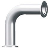 Патрубок угловой под 90 градусов с фланцами KF50 (NW50), изогнутый, удлиненный, нержавеющая сталь 304L 020201485508