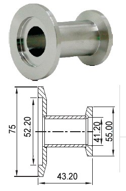 Адаптер прямой с KF50 (NW50) на KF40 (NW40) длиной 43,2 мм, нержавеющая сталь 304L 02020141450408 - фото 9982