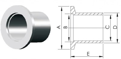 Фланец с патрубком (полуниппель) KF50 (NW50), труба диаметром 57 мм, длина 55 мм, нержавеющая сталь 304L 02020141050558