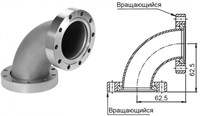 Патрубок угловой под 90 градусов с фланцами CF35/40 (CF2,75"), изогнутый, нержавеющая сталь 304L 0201211235408
