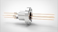 FA11648 Ввод вакуумный электрический 4х штырьковый на фланце CF1.33, 6 кВ, 27 А, диаметр штырька 0,05'', материал штырьков медь, материал корпуса нержавеющая сталь 035401166270058