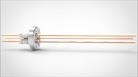 FA11669 Ввод вакуумный электрический 3х штырьковый на фланце CF1.33, 5 кВ, 55 А, диаметр штырька 0,094'', материал штырьков медь, материал корпуса нержавеющая сталь 0353011655500948