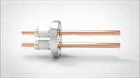 FA13205 Ввод вакуумный электрический 2х штырьковый на фланце CF2.75, 8 кВ, 330 А, диаметр штырька 0,375'', материал штырьков медь, материал корпуса нержавеющая сталь 03520140833003758