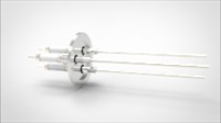 FA13907-03 Ввод вакуумный электрический 3х штырьковый на фланце KF40, 20 кВ, 16,5 А, диаметр штырька 0,094'', материал штырьков никель, материал корпуса нержавеющая сталь 035302402016500948