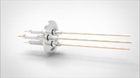 FA13907 Ввод вакуумный электрический 3х штырьковый на фланце KF40, 20 кВ, 26 А, диаметр штырька 0,094'', материал штырьков медь, материал корпуса нержавеющая сталь FA13907