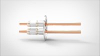 FA14944 Ввод вакуумный электрический 2х штырьковый на фланце KF50, 8 кВ, 330 А, диаметр штырька 0,375'', материал штырьков медь, материал корпуса нержавеющая сталь 03520250833003758