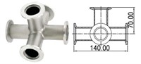 Пятерик с фланцами KF50 (NW40)) длиной 150 мм, нержавеющая сталь 304L 02020146508