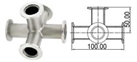 Пятерик с фланцами KF25 (NW25) длиной 100 мм, нержавеющая сталь 304L 02020146258