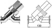 Клапан вакуумный прямоточный пневматический с фланцами KF40 (NW40) одностороннего действия (открытие - сжатым воздухом, закрытие - пружиной), без датчика положения и пневмораспределителя, витоновое уплотнение корпуса, нержавеющая сталь 304L 020442408