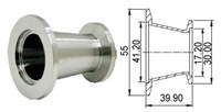 Адаптер конический с KF40 (NW40) на KF16 (NW16) длиной 39,9 мм, нержавеющая сталь 304L 02020141240168