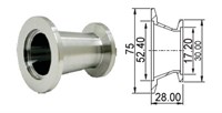 Адаптер конический с KF50 (NW50) на KF16 (NW16) длиной 28 мм, нержавеющая сталь 304L 02020141150168