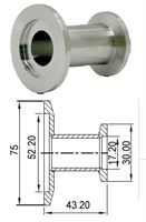 Адаптер прямой с KF50 (NW50) на KF16 (NW16) длиной 43,2 мм, нержавеющая сталь 304L 02020141450168