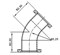 Патрубок угловой под 45 градусов с фланцами ISO-K 63, изогнутый, нержавеющая сталь 304L 030201391638